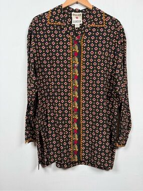 Vintage Gillian Gordon 100% Silk  Button Down Tunic/Blouse, Size M